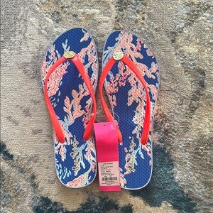 Lilly Pulitzer Coral Print Flip Flops